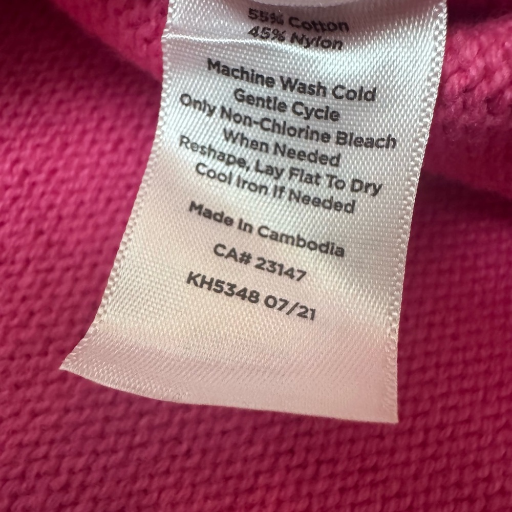 Talbots Honeycomb Weave Hi Low Mock Neck Cable Sweater Pink Medium - Picture 7 of 7